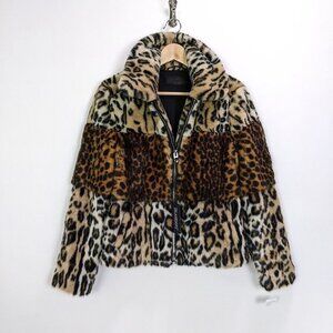 BLANKNYC Size M Womens Winter Wild One Animal Leopard Print Faux Fur Jacket